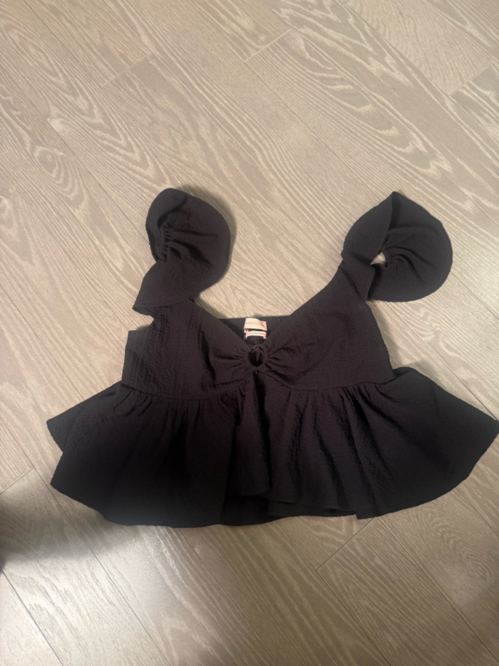Urban Outfitters Black Ruffle Tie-Front Crop Top